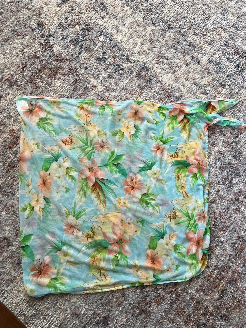Large Sarong Swim Cover Skirt with ties Tropical Floral